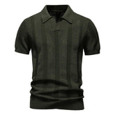 Summer New Men's Jersey Yarn Dyed Solid Hollow Short Sleeve Casual for Shirt - Zeprah