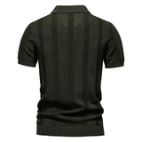 Summer New Men's Jersey Yarn Dyed Solid Hollow Short Sleeve Casual for Shirt - Zeprah