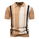 Summer New Men's Lapel Short - sleeved Knitted Canvas Solid for Shirt - Zeprah