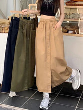 Summer New Women's Wide - Leg A - Line Skirt Double Pocket Design High Split Loose Fit Midi Skirt for Ladies - Zeprah