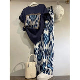 Summer Popular Casual Fragrant Style Two - piece Set Short Sleeve Top and Long Pants Women's Set - Zeprah