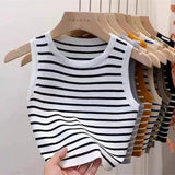 Summer Regular Sports Stripe Camisole Vest Tanks Camis Women's tank Tops Crop Tops - Zeprah