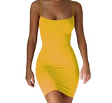 Summer Sleeveless Vestidos Women Spaghetti Strap Dresses Female High Waist Sheath Club Dress Short Solid Sexy Dress - Zeprah