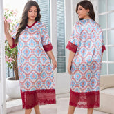 Summer Thin Home Apparel Ice Silk Nightdress for Women Long Style Ladies' Fat - Zeprah