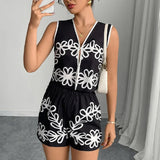 Summer Vacation Women's Cross - Border European American Temperament Above Knee Vest and Shorts Two - Piece Suit - Zeprah