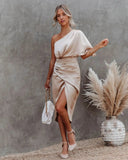 Summer Woman Unilateral Sleeve Irregular Elegant Fashion Sexy Club Modest Evening Dress - Zeprah