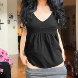Summer Women Knitted Short Sleeve Ruched Lace Trim V Neck Button Front Loose Fit a Line Casual Blouse T-Shirt - Zeprah