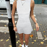 Summer Womens Dress Sleeveless A - Line Mini Dress Polka Dot Color Blocking Round Neck Sweet Cute - Zeprah
