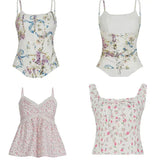 Summer Women's Floral Breathable Knitted Lace Sweet Cropped Tank Top Cute Cami for Girls Chic Sleeveless Top - Zeprah