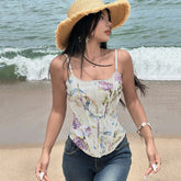 Summer Women's Floral Breathable Knitted Lace Sweet Cropped Tank Top Cute Cami for Girls Chic Sleeveless Top - Zeprah