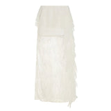 Summer Women's White Ball Gown Dress Versatile Ruffle Lace Trim Vacation Maxi Empire Waist Sexy Casual Resort Wear - Zeprah