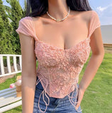 Suspender Sexy Lace Tube Top Women Sweet Spice Crop Top Women's Camisoles - Zeprah