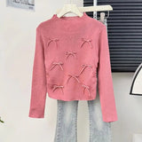 Three - dimensional Bow Long Sleeve Base Shirt Knitted Long - sleeved Top Slim - fit Long Sleeve T-shirt - Zeprah