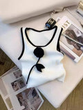Three - dimensional Flower Cropped Top Summer Basic tank Top Knitted Women's Tanks Camis - Zeprah