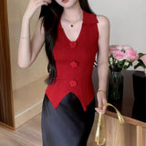 Three - dimensional Flower Women Tank Top Lapel Basic tank Top Knitted Going Out Tops - Zeprah