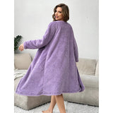 Three - Piece Flannel Robe Set European American Sexy Pajamas Elastic Waist Fleece Warm - Zeprah