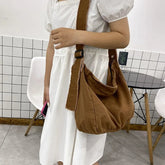 TOP Design Women Canvas Shoulder Bag Hobo Large Casual Crossbody Handbag Retro Distressed Washed Tote Bag - Zeprah