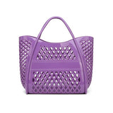 Tote Bag Large Capacity Jelly Bag New Plastic Handheld Rectangle Beach Bath Wash Basket Hollow Cooling Shopping Basket - Zeprah