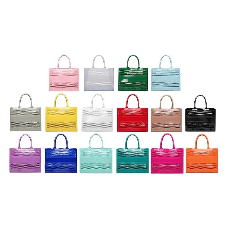 Tote Bag Large Capacity Summer Jelly Open Closure DIY Beach Bag with Two Handles Waterproof for Women - Zeprah
