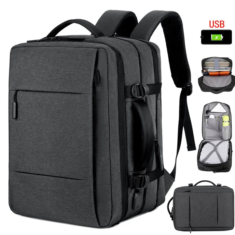 Travel Anti - Theft Oxford Laptop Backpack with USB Charging Port Waterproof Design for Unisex Use - Zeprah