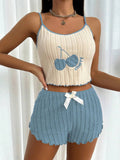 Two - piece Pajamas Sets for Women Ribbed Knit Sleepwear Set Soft Casual Lounge Sets - Zeprah
