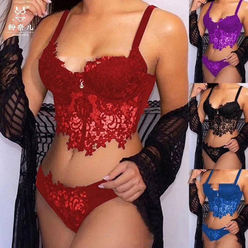 Two - piece Sexy Japanese Free Sexy Embroidered Lace Lingeries - Zeprah