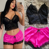 Two - piece Sexy Lace Trim Cami and Shorts Pajama Set Women's Sleepwear - Zeprah