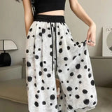 Unique Wide - Leg Trousers Lightweight Cool Trousers Elastic Waist Slacks - Zeprah