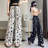 Unique Wide - Leg Trousers Lightweight Cool Trousers Elastic Waist Slacks - Zeprah