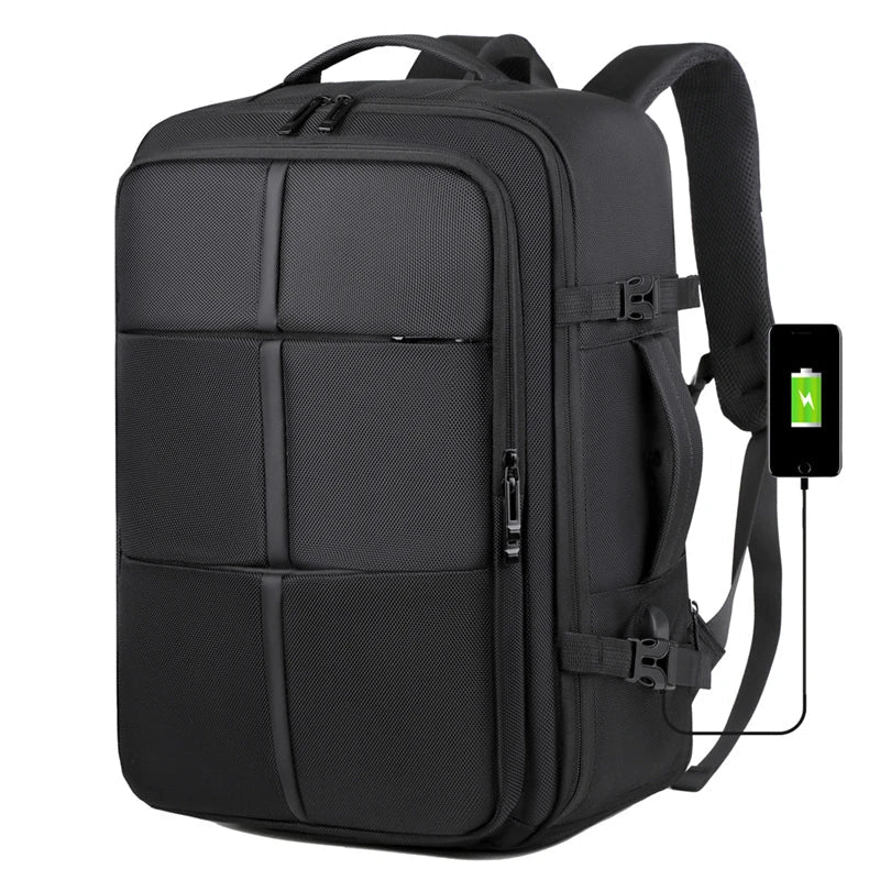 Unisex Business Laptop Backpack USB Waterproof Oxford Zipper Characters Fashion Travel Independent Shoe Compartment - Zeprah
