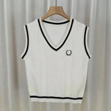 V - neck Classic Tank Top Knitted Vest Retro Sweater - Zeprah