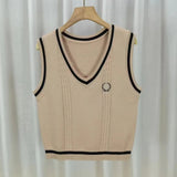 V - neck Classic Tank Top Knitted Vest Retro Sweater - Zeprah