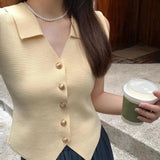 V - neck Women Tank Top Knitted Tank Top for Women Going Out Sleeveless Tops - Zeprah