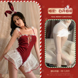 Velvet Sling Night Dress Sexy Lingerie for New Year & Christmas Date Pure Hot COS Set for Summer Autumn & Spring - Zeprah