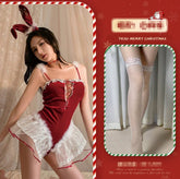 Velvet Sling Night Dress Sexy Lingerie for New Year & Christmas Date Pure Hot COS Set for Summer Autumn & Spring - Zeprah