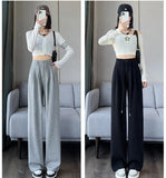 Versatile Long Pants Button Casual Slacks Sporty Straight - Leg Trousers - Zeprah