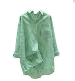 Vertical Striped Mid - length Women's Shirt 2025 Summer New Loose Casual Shirt - Zeprah