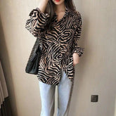 Vintage Long - Sleeved Fashionable Simple Blouse Laid - Back Shirt - Zeprah