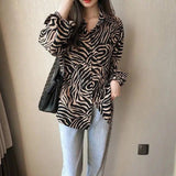 Vintage Long - Sleeved Fashionable Simple Blouse Laid - Back Shirt - Zeprah