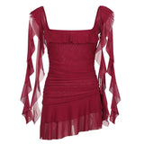 Waist - Cinching Mini Dress Alluring Mesh Fabric Cami Dress Summer Lightweight Women's Dresses - Zeprah