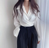 Waist - Cinching Shirt Women Bow Women's Clothing Versatile Striped Shirt - Zeprah