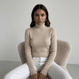 Warm Knitted Turtleneck Pullover, Korean Style Solid Color - Women’s Slim - Fit Winter Sweater - Zeprah