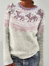 Winter Casual European American Style Women's Sweater O - Neck Color Block Anti - Pilling Loose Fit Pullover Knitwear - Zeprah