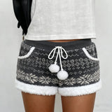 Winter Christmas Hot Breathable Fleece Washed Shorts Women's Straight Drawstring Pajama Pants for Holiday Lounge and Party - Zeprah