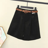 WITH BELT Workwear Shorts Women's High Waist Elegant Suit Shorts - Zeprah