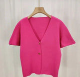 Women Autumn New Fashion Coat Knitting Sweater Vintage Female Outerwear Chic Tops Short Sleeved T-shirts - Zeprah