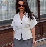 Women Autumn New Fashion Coat Knitting Sweater Vintage Female Outerwear Chic Tops Short Sleeved T-shirts - Zeprah