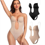 Women Backless Bra Body Shape Seamless U Plunge Bodysuit Bridal Corset for Wedding Slimming Underwear Corsets With Hollow Out - Zeprah