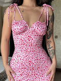 Women Dress Summer New Flower Printed Strapless Elegant U - Neck Sleeveless Backless Dress for Women - Zeprah