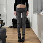 Women Low Rise Slim Fit Skinny Jeans Stretch Denim Breathable Eco - Friendly Streetwear Casual Hot Girl Fashion - Zeprah